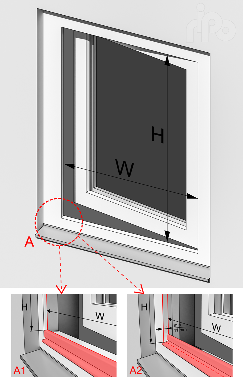 смеривание окна для установка москитной сетки